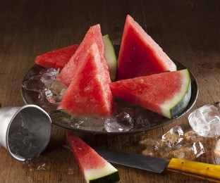 pieces of watermelon on ice