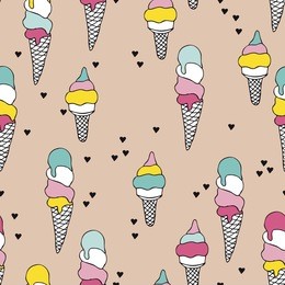 seamless colorful summer ice cream popsicle candy sugar illustration background pattern in vector