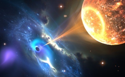 black hole or a neutron star and pulling gas from an orbiting companion star.