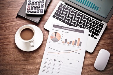 showing business and financial report. accounting