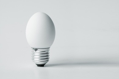 funny and crazy egg looking like electric bulb