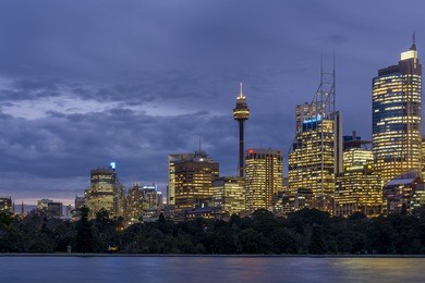 from mrs macquarie's chair, you can see the entire skyline of sydney. here i focussed on the sydney tower eye and downtown offices.