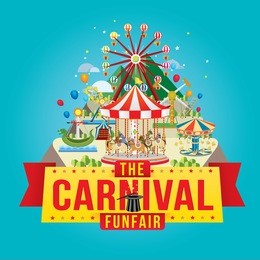 vector illustration of the carnival funfair design. 