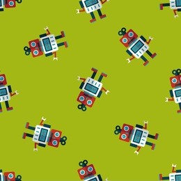 robot flat icon,eps10 seamless pattern background