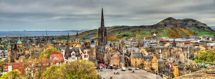 panorama of edinburgh from the castle - scotland
