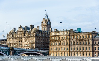 historic buildings in the city centre of edinburgh - scotland