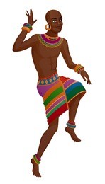 african man takes ethnic ritual dance in national costume