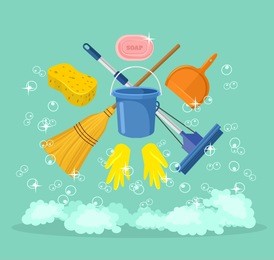 cleaning vector flat cartoon illustration