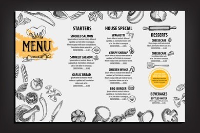 restaurant cafe menu, template design. food flyer.