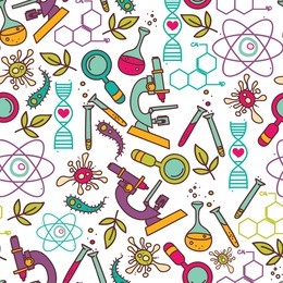 seamless texture for science, vector illustration, hand drawn doodle style