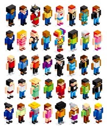 vector set of different cartoon characters isolated