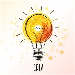 light bulb sketch with concept of idea. doodle hand drawn sign. vector illustration