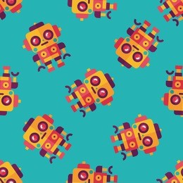 robot concept flat icon,eps10 seamless pattern background