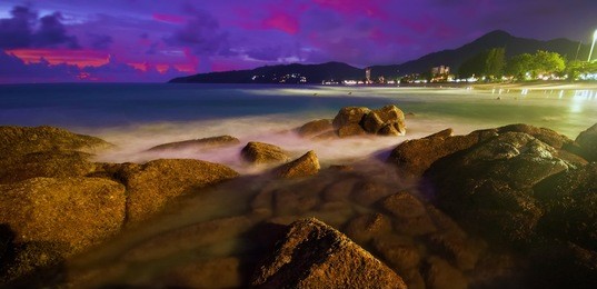 after tropical sunset. karon beach. phuket island. kingdom thailand