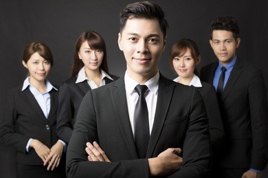 young businessman with successful business team 