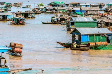 floating village in tonle sap, cambodia
