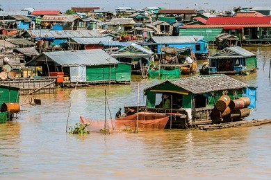 floating village in tonle sap, cambodia
