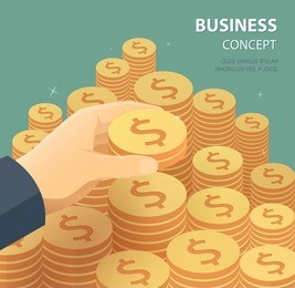 hand put coin to money staircase. flat 3d isometric design concepts for business and finance. business success concept.