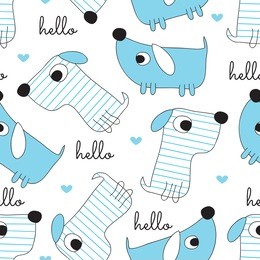 seamless dog pattern vector illustration