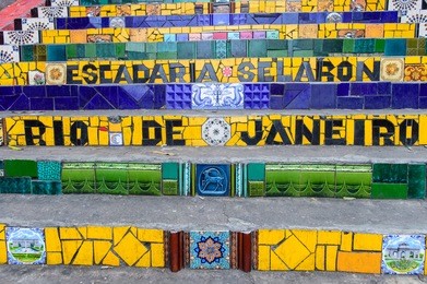 escadaria selaron famous steps in rio de janeiro, brazil artist 