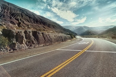 cinematic road landcape. humahuaca valley, altiplano, argentina