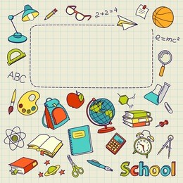 school doodle on the page with space for text vector