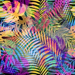 fashion tropical seamless pattern. colorful palm leaves. modern trendy endless background. vector.
