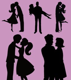 couple silhouette vector set