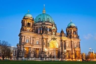 evening view of berlin cathedral (berliner dom), berlin, germany