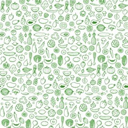 vegetables and fruits seamless hand drawn doodle pattern. vector illustration for backgrounds, card, posters, banners, textile prints, cover, web design