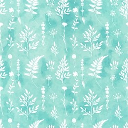hand painted watercolor ink leaves seamless floral pattern vector background. leaf and flowers botanical pattern