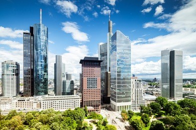 frankfurt city downtown with view on park