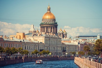the dome of st isaac's cathedral in saint petersburg, russia