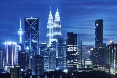 kuala lumpur skyline at night
