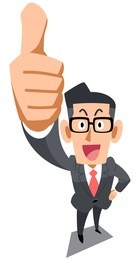 businessman with glasses to thumb up