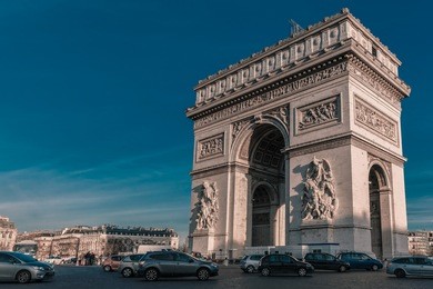 arc de triomphe or arch of triumph in paris afternoon, france