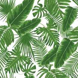 tropical leaves, dense jungle. seamless detailed, botanical pattern. vector background.