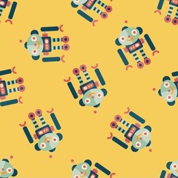 robot concept flat icon,eps10 seamless pattern background