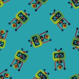 robot concept flat icon,eps10 seamless pattern background