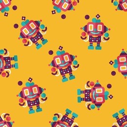 robot concept flat icon, seamless pattern background