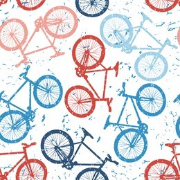 vector seamless pattern with bikes