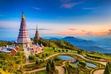 landmark unseen thailand  pagoda in inthanon national park thailand