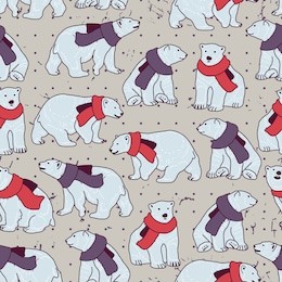 vector seamless pattern with bears and scarfs