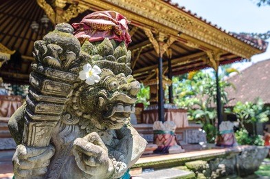sculpture in ubud palace, bali - inside the ubud palace, bali, indonesia