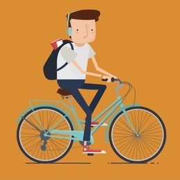 man riding bike. vector illustration
