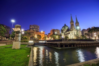 se cathedral in downtown sao paulo brazil at twilight