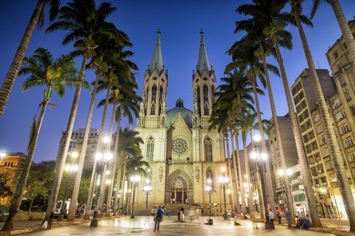 se cathedral in downtown sao paulo brazil at twilight