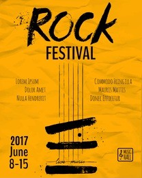 rock event poster or flyer template. vector illustration