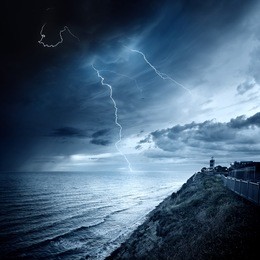 storm waves over the lighthouse,