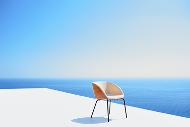 external view of a contemporary house modern villa at  sunset